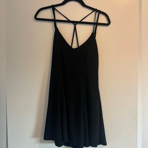 Open Strapped Back Black Cocktail Dress